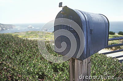 Mailbox of a seaside home, Highway 1, CA Editorial Stock Photo