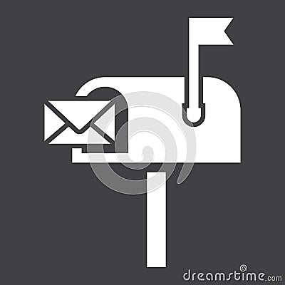 Mailbox solid icon, letter and website Vector Illustration