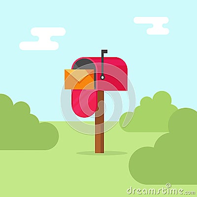 Mailbox vector illustration, post office box on nature Vector Illustration