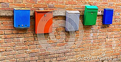 Mailboxes on wall Stock Photo