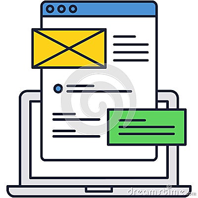 Mailing and chatting via computer icon line vector Vector Illustration