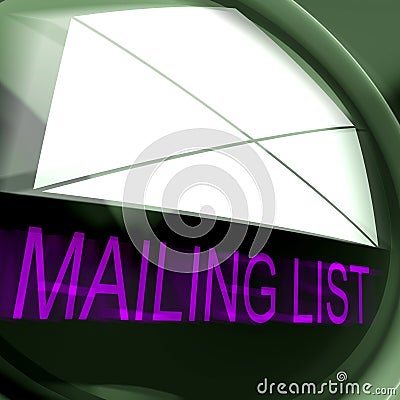 Mailing List Postage Means Contacts Or Email Database Stock Photo