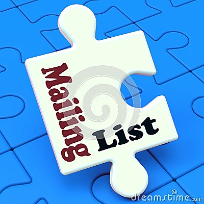 Mailing List Puzzle Shows Email Marketing Lists Online Stock Photo
