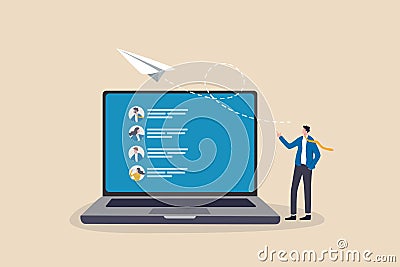 Mailing list to send email campaign, subscription email management software, sending promotion or communicate marketing message co Vector Illustration