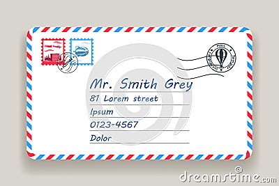 Mailing postal address mail letter post stamp vector illustration Vector Illustration