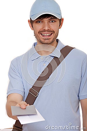 Mailman with letters Stock Photo
