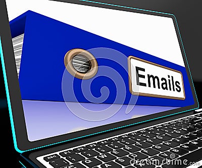 Mails File On Laptop Shows Online Correspondence Stock Photo