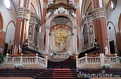 Main altar in Basilica di San Petronio in Bologna, Italy Editorial Stock Photo