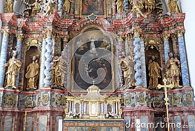 Main altar in cathedral of Assumption in Varazdin, Croatia Stock Photo
