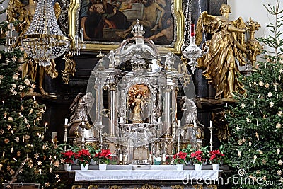 Main altar, Mariahilf church in Graz Stock Photo
