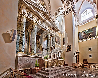 Main Altar With Painting at Cathedral of Vilnius Editorial Stock Photo