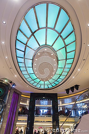 Main Atrium ceiling of the P&O liner Ventura. Editorial Stock Photo