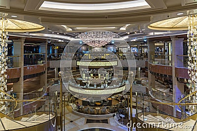 Main Atrium on the Promenade deck on MS Regal Princess Editorial Stock Photo