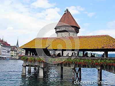The main attractions of Lucerne, Switzerland. Editorial Stock Photo