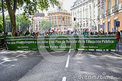 Main banner during Green Tide demonstration, Madrid Spain Editorial Stock Photo