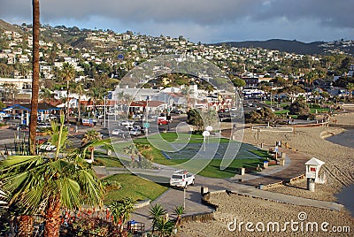 Main Beach and downtown Laguna Beach, California. Editorial Stock Photo