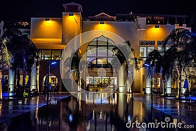 Five star hotel at night Stock Photo