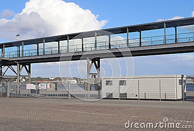 Main building and logo of the german Schwedenkai Stena Line buil Editorial Stock Photo