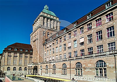 Main building of the University of Zurich. Horizontal Editorial Stock Photo