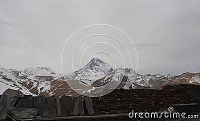 The main Caucasian ridge of Kazbegi is exceptionally picturesque Stock Photo