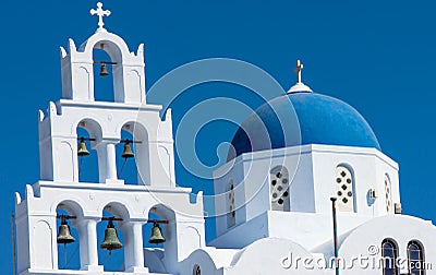 Main church in Pyrgos, Santorin Stock Photo