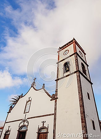 Main Church in Vila do Porto, Santa Maria Island Stock Photo