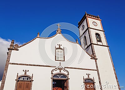 Main Church in Vila do Porto, Santa Maria Island Stock Photo
