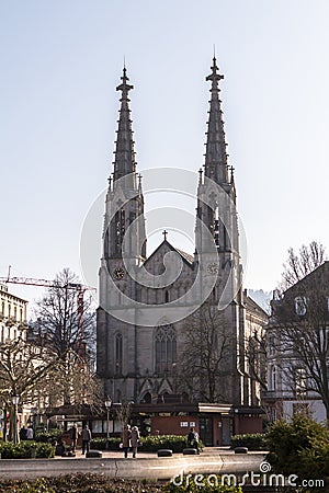 Main city church in Baden Baden, Germany Editorial Stock Photo