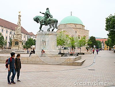 Main city Square of Pecs Hungary Editorial Stock Photo