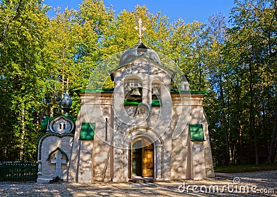 main entrance of The Church of the Saviour in Abramtsevo estate, Moscow region, Russia Stock Photo