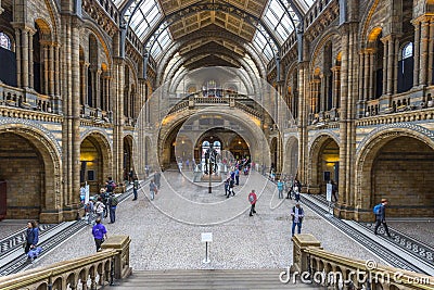 The main entrance hall of the Natural History Museum in London Editorial Stock Photo