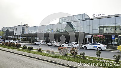 Main entrance of the Santiago University Clinical Hospital CHUS Editorial Stock Photo