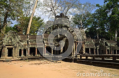 Main entrance of the temple Ta Phrom Stock Photo