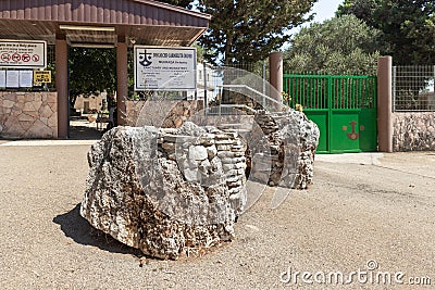 The main entrance to the Deir Al-Mukhraqa Carmelite Monastery in northern Israel Editorial Stock Photo