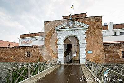 Main entrance to the medieval Dubno Castle at Dubno town, Rivne region, Ukraine Stock Photo