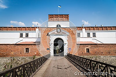 Main entrance to the medieval Dubno Castle at Dubno town, Rivne region, Ukraine Stock Photo