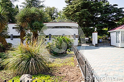 Main entrance to the Nikitsky Botanical Gardens. Crimea, Yalta. Stock Photo