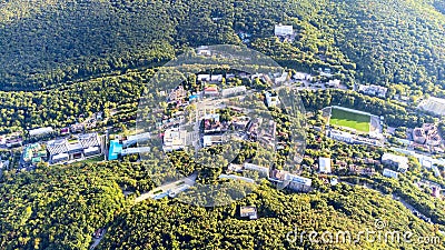 the main entrance to the resort park and the house of cultures of the city of Zheleznovodsk Editorial Stock Photo