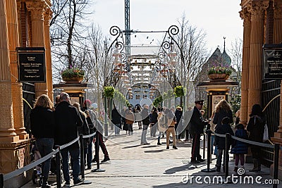 The main entrance to the Tivoli amusement park decorated for Easter. Editorial Stock Photo