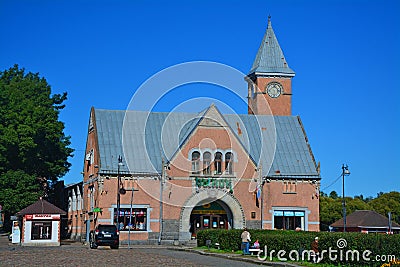 Main facade of Central market in Vyborg, Russia Editorial Stock Photo