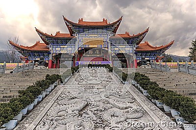 Main gate of Chongsheng temple The Three Pagodas temple, Dali, China, Editorial Stock Photo