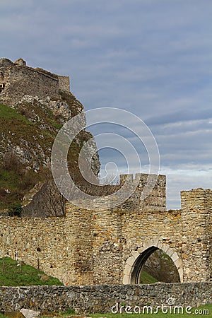 Main gate of Devin castle - ruins of a Slovak medieval fortress, central Europe Stock Photo