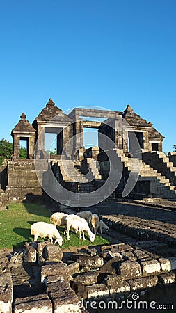 Main gate of ratu boko palace Stock Photo