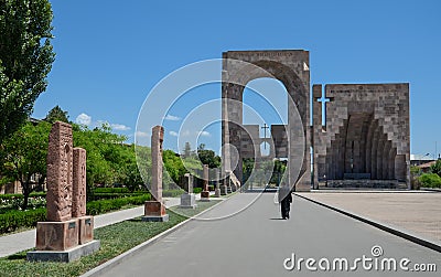 Main gate to Mother See of Holy Etchmiadzin Complex Stock Photo