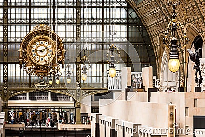 Main hall of the Orsay Museum Musee d`Orsay. Paris, France Editorial Stock Photo