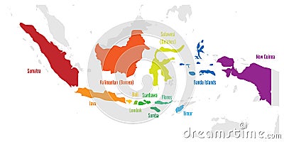 Main islands of Indonesia. Vector map with names Vector Illustration