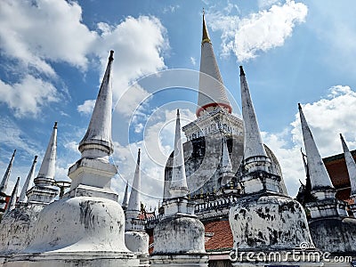 The main larger stupa with a group of small stupas in the Sri Lankan-style Stock Photo