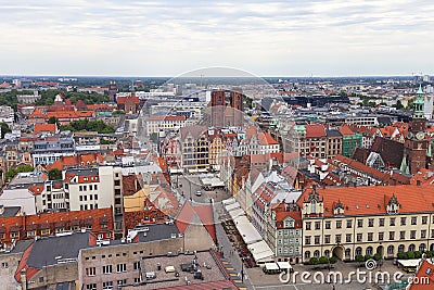 Main market, aerial view, Lower Silesia, Wroclaw, Poland Editorial Stock Photo