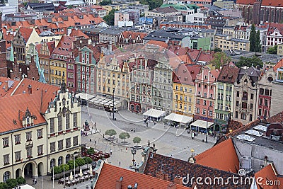 Main market, aerial view, Lower Silesia, Wroclaw, Poland Editorial Stock Photo