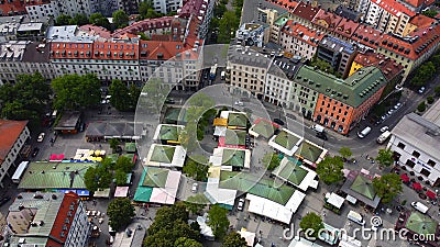 Main market square in Munich called Viktualienmarkt - view from above Stock Photo